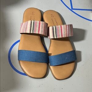 Lauren Conrad Multicolor Striped Sandals.
